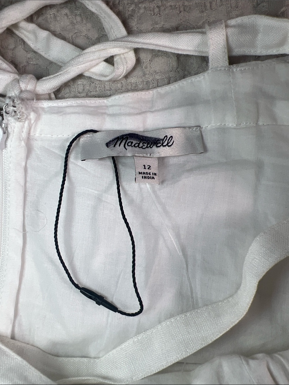 Madewell White Eyelet-Hem Spaghetti-Strap Midi Dress linen blend size 12 - Picture 5 of 10